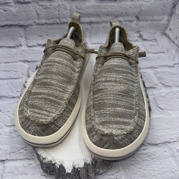 Maui And Sons Shoes Mens 11 Casual Slip On Beach Loafers Flats Brown Knit Fabric - Picture 2 of 9